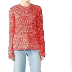 NWOT $395 Derek Lam 10 Crosby Red Pink Melange 100% Merino Wool Sweater Size L